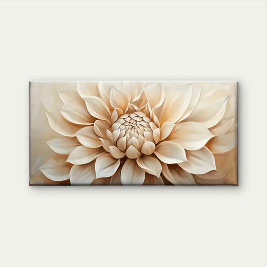 White Flowers Beige Wall Art Canvas Office Home Room Framed 120x60cm