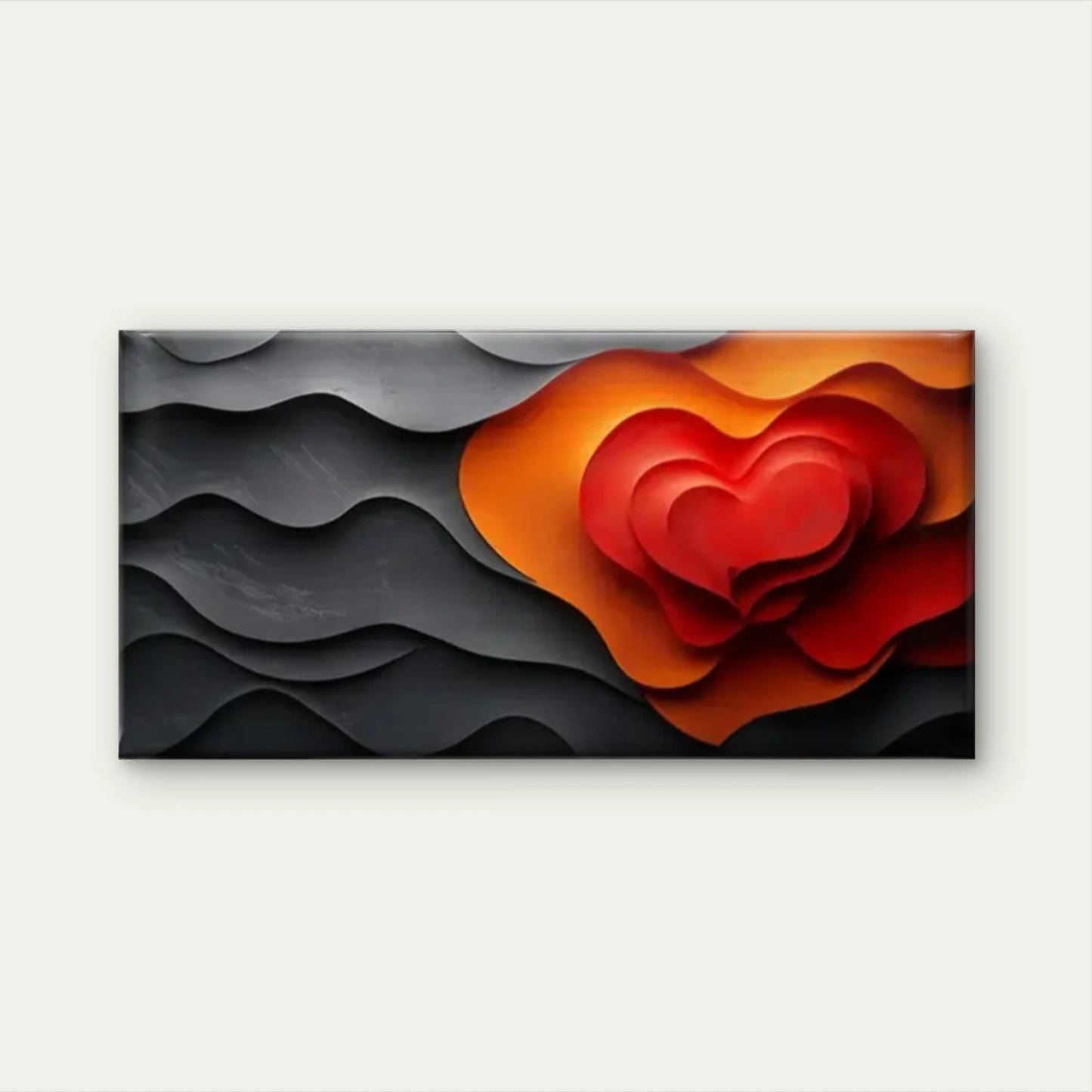 Heart Wave Abstract Wall Art Canvas Office Home Room Framed 120x60cm