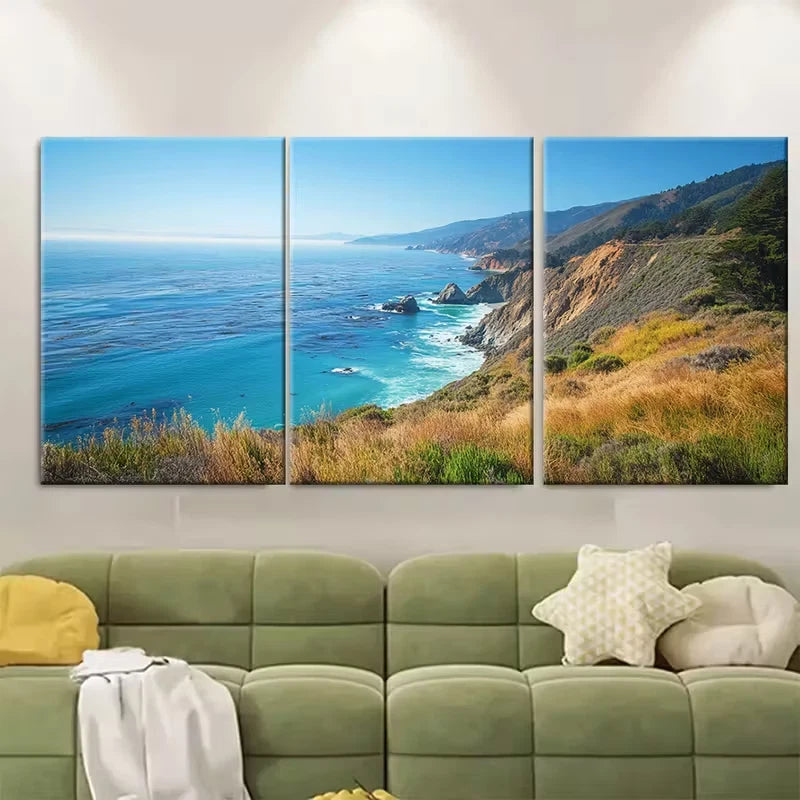 3pcs Big Sur California Travel Metal Print Ready to Hang Art - Bella Home Decor