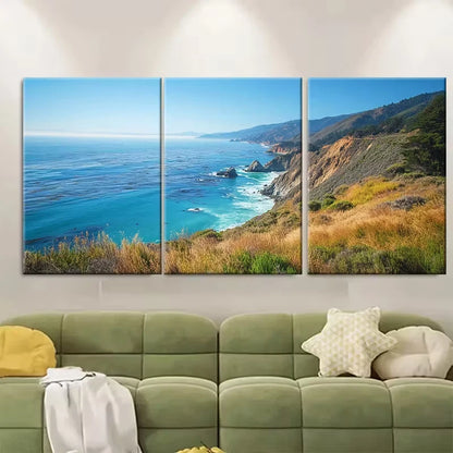3pcs Big Sur California Travel Metal Print Ready to Hang Art - Bella Home Decor