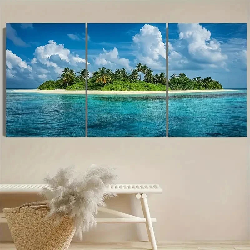 3pcs Ukulhas Island Maldives Wall Art Set Canvas Framed 40x60cm - High Quality Print 100% Australian Made Wall Canvas Ready to Hang - Bella Home Decor