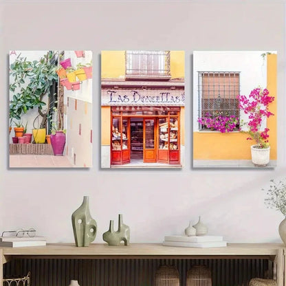 3pcs Colorful Flower Pots Wall Art Set Canvas Framed 60x90cm - High Quality Print 100% Australian Made Wall Canvas Ready to Hang - Bella Home Decor