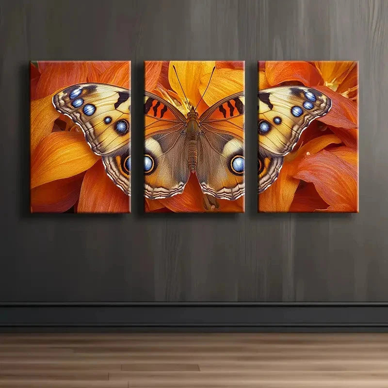 3pcs Butterfly Canvas Art Set Wall Art Set Canvas Framed 50x70cm - High Quality Print 100% Australian Made Wall Canvas Ready to Hang - Bella Home Decor