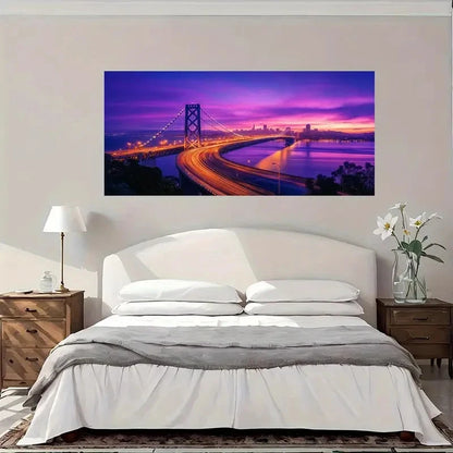Golden Gate Bridge Sunset Wall Art Canvas Office Home Room Framed 120x60cm