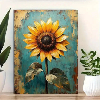 Beautiful Vibrant Yellow Floral Painting 40x60cm Metal Print Ready to Hang