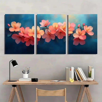 3pcs Rhododendron Painting Print Flower Metal Print Ready to Hang Art - Bella Home Decor