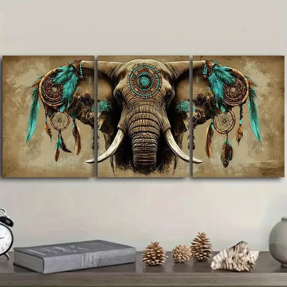 3pcs Dream catchers and elephants  Wall Art Set Canvas Unframed - High Quality Print 100% Australian Made Wall Canvas - Bella Home Decor