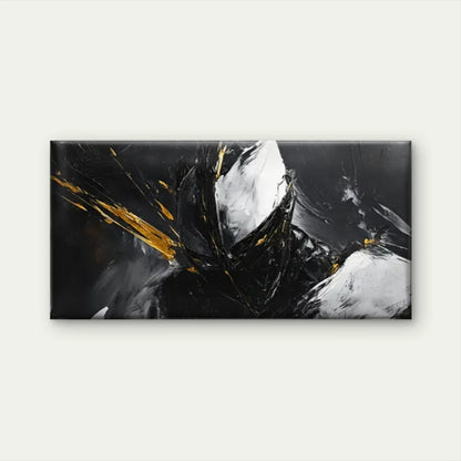 Dynamic Black White & Golden Wall Art Canvas Office Home Room Framed 120x60cm