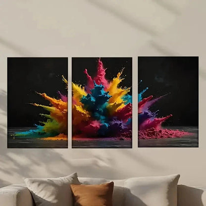 3pcs Colorful Powder Explosion in Dark Wall Art Set Canvas Framed 40x60cm - High Quality Print 100% Australian Made Wall Canvas Ready to Hang - Bella Home Decor