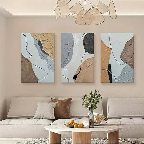 3pcs Abstract Art with Golden Wall Art Set Canvas Unframed - High Quality Print 100% Australian Made Wall Canvas