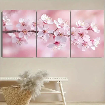 3pcs Japanese Botanical Style, Light Pink  Art Set Canvas Unframed - High Quality Print 100% Australian Made Wall Canvas - Bella Home Decor