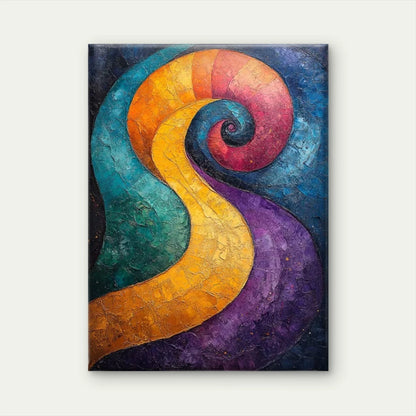 Klimt-Inspired Swirling Colors & Textured Patterns Metal Print Ready to Hang