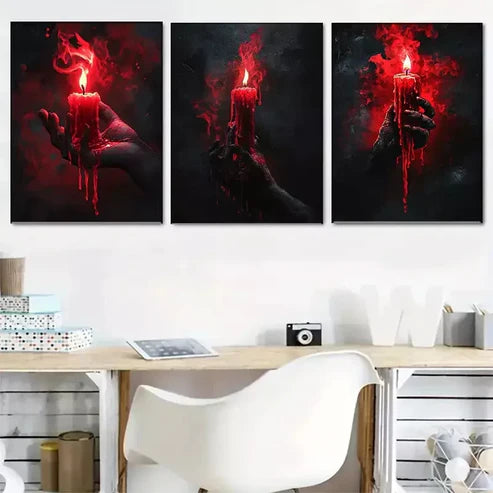 3pcs Beautiful Candle and Hand Modern Wall Art Canvas Unframed - High Quality Print 100% Australian Made Wall Canvas - Bella Home Decor