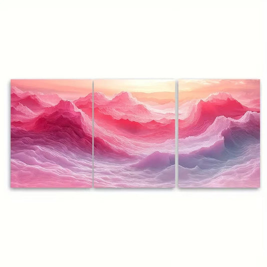 3pcs Abstract Pastel Pink Artwork Natural Formatio Metal Print Ready to Hang Art