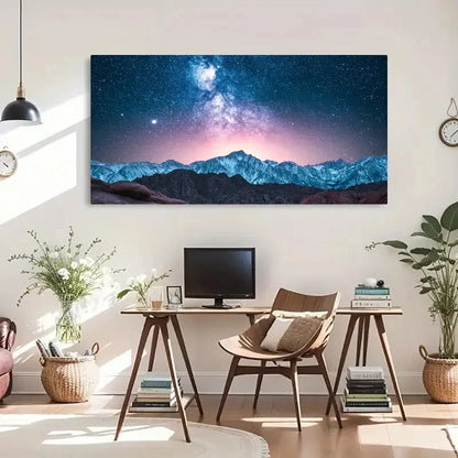 Starry Night & Mountain Scenery Wall Art Canvas Office Home Room Framed 120x60cm