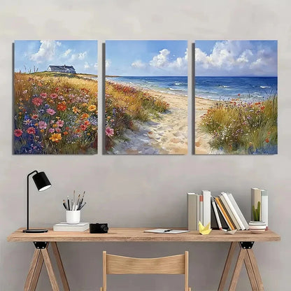 3pcs Coastal Watercolor Print Province Town Metal Print Ready to Hang Art