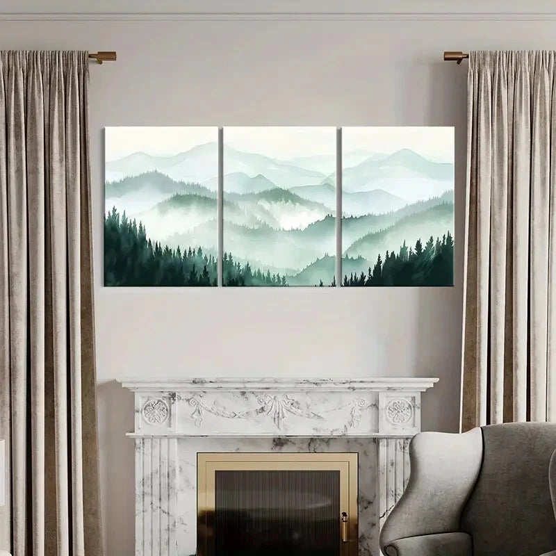 3pcs Forest Landscape Mountain View Nature Scenery Metal Print Ready to Hang Art - Bella Home Decor