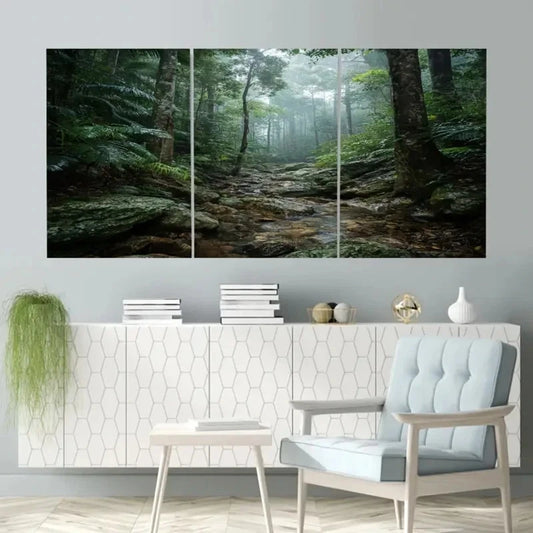 3pcs Queensland Rainforest, Australia Wall Art Set Canvas Framed 50x70cm - High Quality Print 100% Australian Made Wall Canvas Ready to Hang