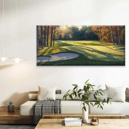 Golf Course Landscape with GreenWall Art Canvas Office Home Room Framed 120x60cm