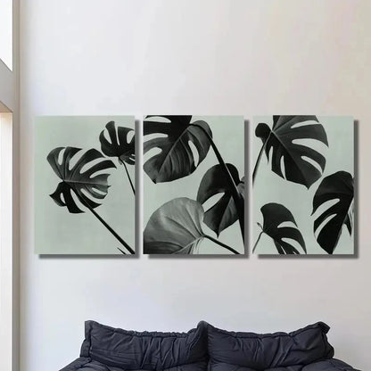 3pcs Black & White Botanical Scandinavian Metal Print Ready to Hang Art