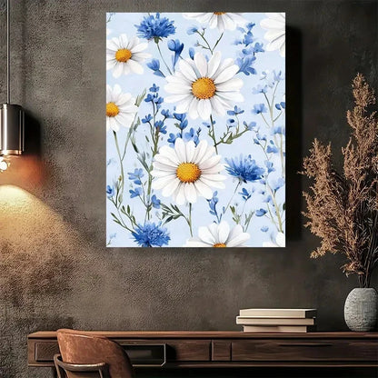 Beautiful Spring Daisy Delight Modern Painting 40x60cm Metal Print Ready to Hang - Bella Home Decor