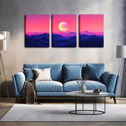 3pcs Attractive Decorations, Bright Moon Wall Art Canvas Unframed - High Quality Print 100% Australian Made Wall Canvas - Bella Home Decor
