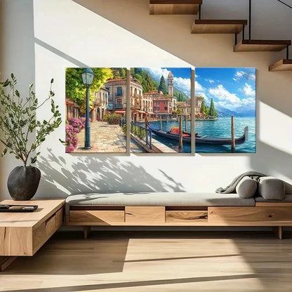 3pcs Venetian Mediterranean Gondola Ride Metal Print Ready to Hang Art - Bella Home Decor