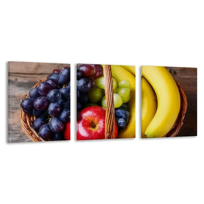 3pcs A Basket of Fresh Fruits Decor  Wall Art Set Canvas Framed 60x90cm - High Quality Print 100% Australian Made Wall Canvas Ready to Hang - Bella Home Decor