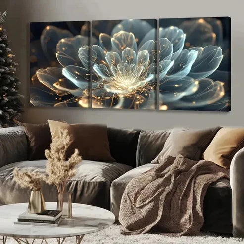 3pcs Blooming Fantasy Flower Design  Wall Art Set Canvas Unframed - High Quality Print 100% Australian Made Wall Canvas - Bella Home Decor