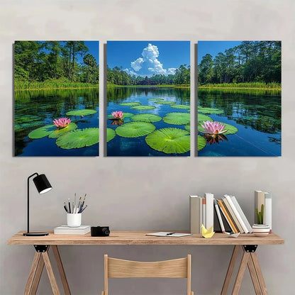 3pcs Vibrant Colors And a Textured White Clouds Metal Print Ready to Hang Art