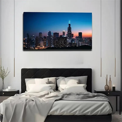 City Nightscape Exquisite Wall Art Canvas Office Home Room Framed 120x60cm