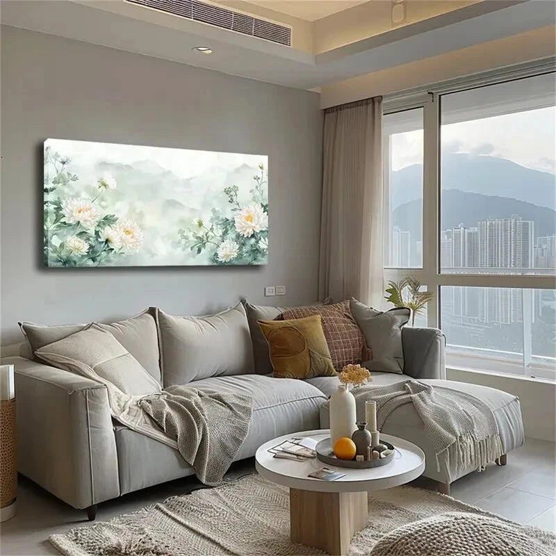 Blooming White Daisies Décor Wall Art Canvas Office Home Room Framed 120x60cm - Bella Home Decor