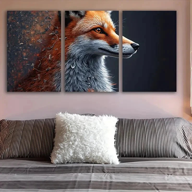 3pcs Fox Head Portrait Spray Paint Wall Art Set Canvas Framed 60x90cm - High Quality Print 100% Australian Made Wall Canvas Ready to Hang - Bella Home Decor