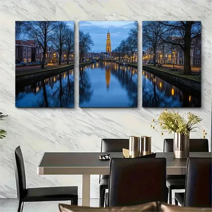 3pcs Groningen Netherlands Cityscape Wall Art Canvas Unframed - High Quality Print 100% Australian Made Wall Canvas