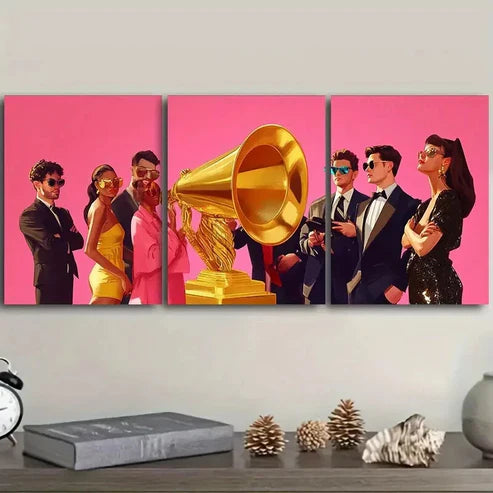 3pcs Grammy Award (2) Wall Art Set Canvas Unframed - High Quality Print 100% Australian Made Wall Canvas