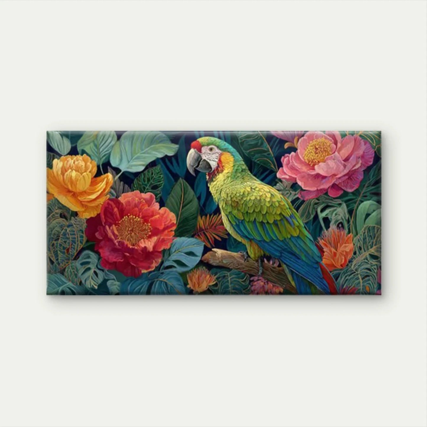 Tropical Parrot Jungle Wall Art Canvas Office Home Room Framed 120x60cm