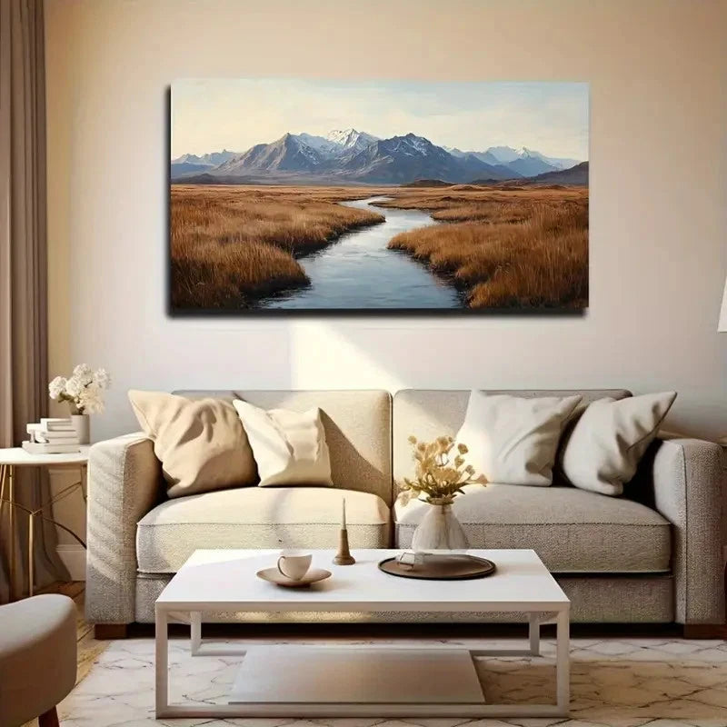 Mountain River Definition Wall Art Canvas Office Home Room Framed 120x60cm