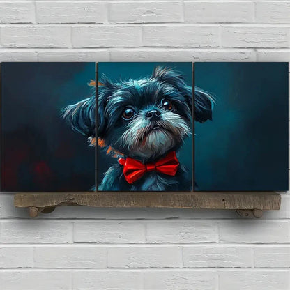 3pcs A Dog Wearing a Red Bow Tie Metal Print Ready to Hang Art - Bella Home Decor