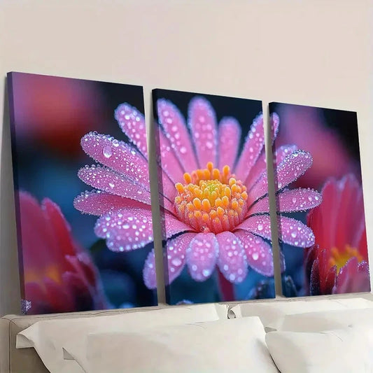 3pcs Pink Lampranthus Canvas Print FD Wall Art Set Canvas Framed 50x70cm - High Quality Print 100% Australian Made Wall Canvas Ready to Hang
