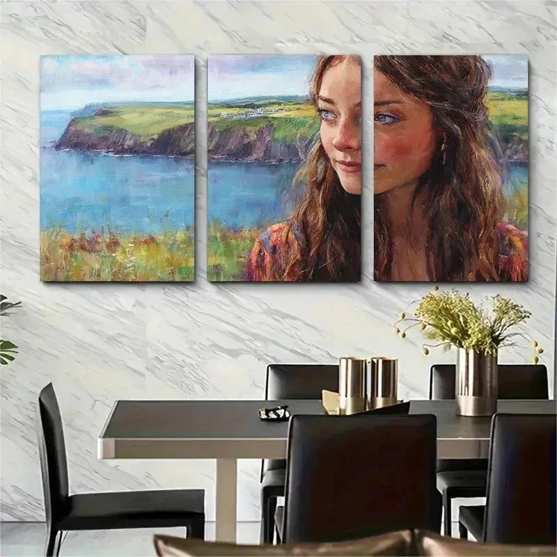 3pcs Vintage Aesthetic Beauty Girl Perfect Wall Art Set Canvas Framed 50x70cm - High Quality Print 100% Australian Made Wall Canvas Ready to Hang