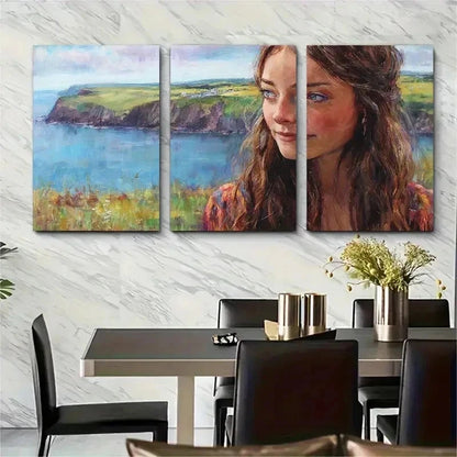 3pcs Vintage Aesthetic Beauty Girl Perfect Wall Art Set Canvas Framed 50x70cm - High Quality Print 100% Australian Made Wall Canvas Ready to Hang