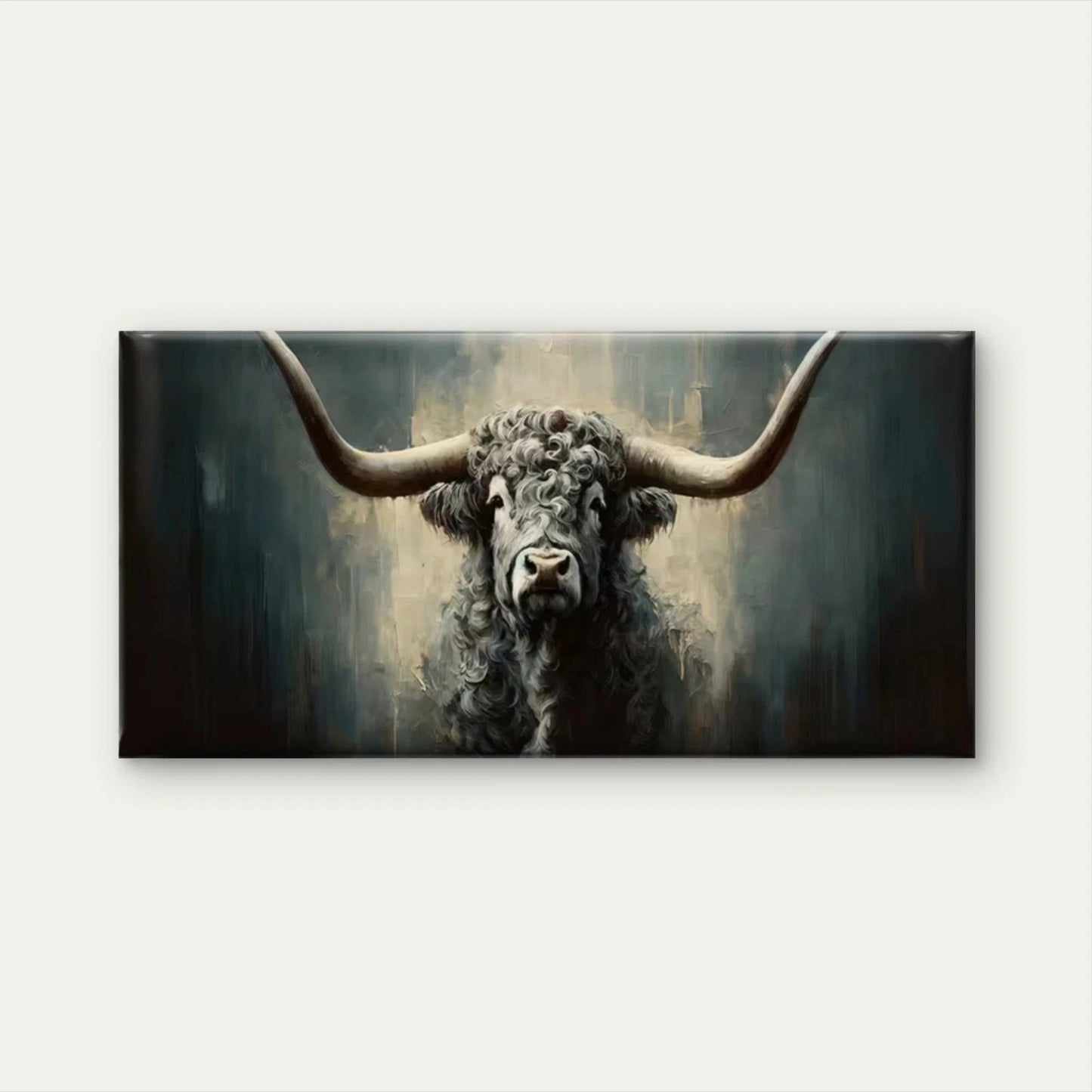 Farmhouse Highland Cow Wall Art Canvas Office Home Room Framed 120x60cm