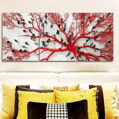 3pcs The red mycelium web Wall Art Set Canvas Unframed - High Quality Print 100% Australian Made Wall Canvas