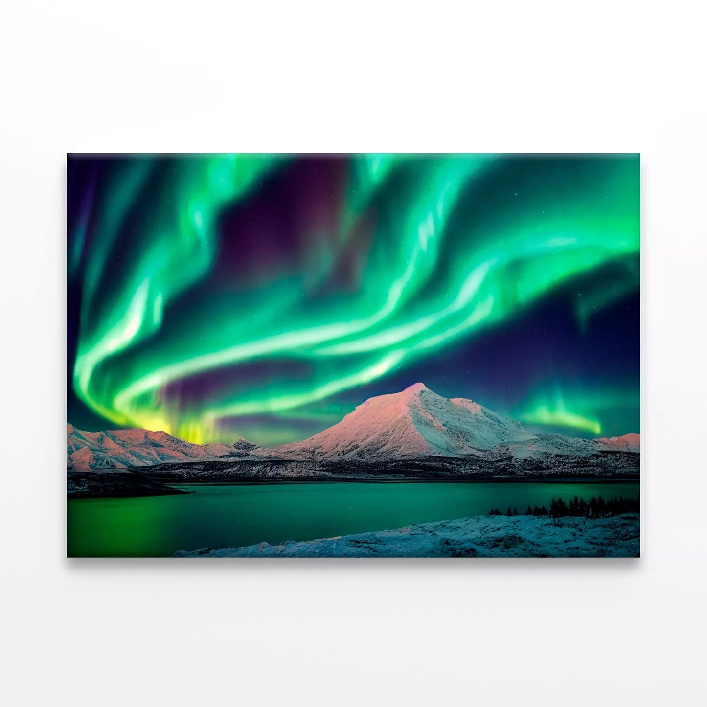 Northern Lights Aurora Over Lake Wall Art Decor 100% Australian Made - Bella Home Decor