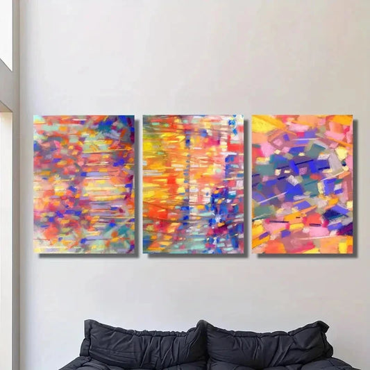 3pcs Abstract colorful texture art, Metal Print Ready to Hang Art