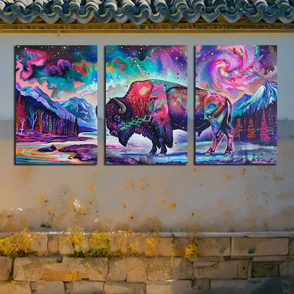 3pcs Vibrant Nature and Mythical Beast Themed Metal Print Ready to Hang Art - Bella Home Decor