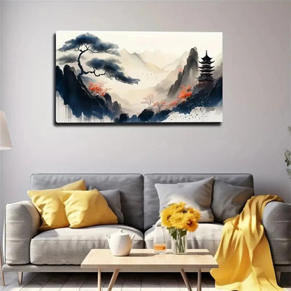 Mountain View Aesthetic Wall Art Canvas Office Home Room Framed 120x60cm