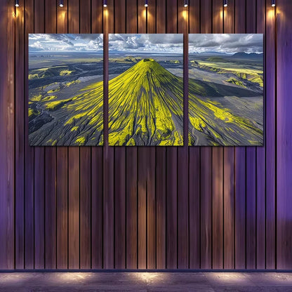 3pcs Majestic Mountain Landscape with Flames Wall Art Set Canvas Framed 60x90cm - High Quality Print 100% Australian Made Wall Canvas Ready to Hang