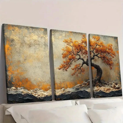 3pcs Nature Inspired Tree  Neutral Art  B  Wall Art Set Canvas Framed 40x60cm - High Quality Print 100% Australian Made Wall Canvas Ready to Hang