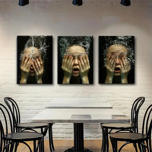 3pcs Featuring Expressive Face Immersion Perfect Wall Art Set Canvas Unframed - High Quality Print 100% Australian Made Wall Canvas